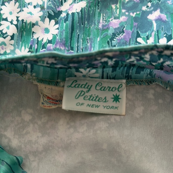 1970s vintage Poet Sleeve sheer midi Lavender White flower print casual Disco - Picture 4 of 4